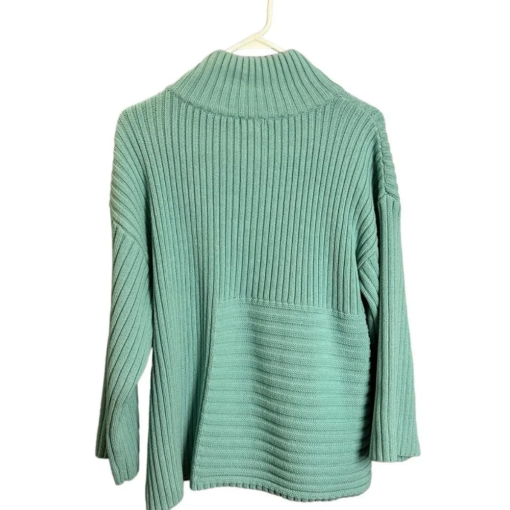 Vince Camuto Women Large Teal Ribbed Knit Long Sleeve Turtleneck Pullover Sweate - Picture 6 of 6
